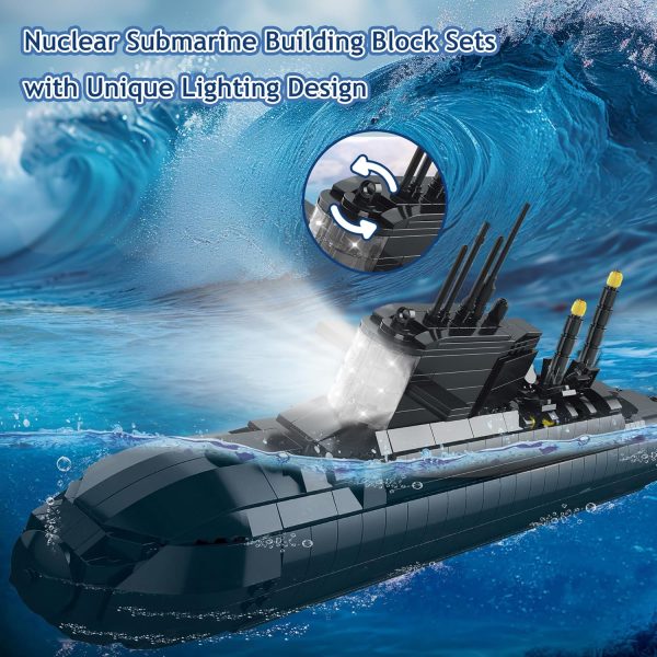 WW2 Military Submarine Building Block Toy Set – Nuclear Army War Battleship Model with Lights, Ideal Gift for 10, 12, 14, 16+ Year Olds Boys, Teens & Adults, Great for Home or Office Decor - 1498 PCS - Image 5