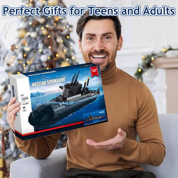 WW2 Military Submarine Building Block Toy Set – Nuclear Army War Battleship Model with Lights, Ideal Gift for 10, 12, 14, 16+ Year Olds Boys, Teens & Adults, Great for Home or Office Decor - 1498 PCS - Image 8