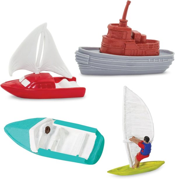 Safari Ltd. In the Water TOOB - Figurines of Jet Ski, Raft, Submarine, Motorboat, Windsurfer, Battleship, Cruise, Steam, Sail, Tug, Cargo Boat - Educational Toy Figures For Boys, Girls & Kids Ages 3+ - Image 5