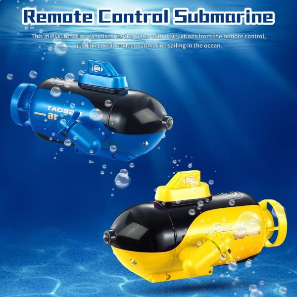 GoolRC Mini Remote Control Submarine, RC Submarine Toy 4-Channel Remote Control Toy Forward/Diving, Backward/Surfacing, Left Turn, Right Turn Yellow - Image 3