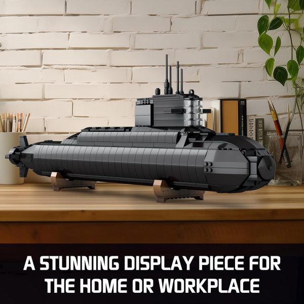 Strategic Nuclear Submarine Building Toy Set with Lights, WW2 Military Battleship Army War Vehicles Historical Collection Model, Gifts for 10, 12, 14, 16+ Year Old Kid, Teens, Adults Home Office Decor - Image 3