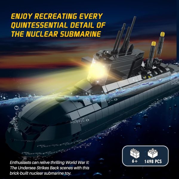 Strategic Nuclear Submarine Building Toy Set with Lights, WW2 Military Battleship Army War Vehicles Historical Collection Model, Gifts for 10, 12, 14, 16+ Year Old Kid, Teens, Adults Home Office Decor - Image 4