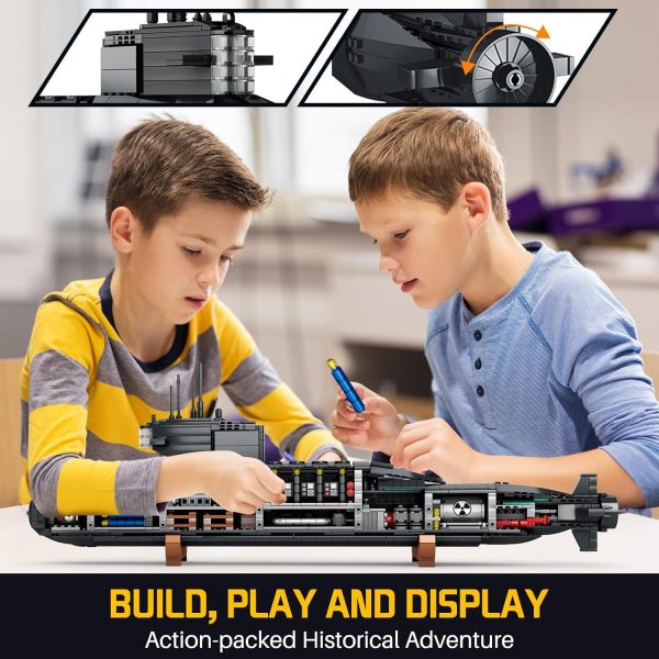 Strategic Nuclear Submarine Building Toy Set with Lights, WW2 Military Battleship Army War Vehicles Historical Collection Model, Gifts for 10, 12, 14, 16+ Year Old Kid, Teens, Adults Home Office Decor - Image 5