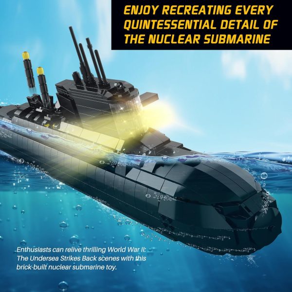 Strategic Nuclear Submarine Building Toy Set with Lights, WW2 Military Battleship Army War Vehicles Historical Collection Model, Gifts for 10, 12, 14, 16+ Year Old Kid, Teens, Adults Home Office Decor - Image 8