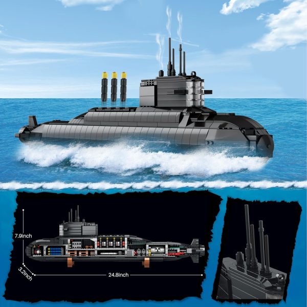 Strategic Nuclear Submarine Building Toy Set with Lights, WW2 Military Battleship Army War Vehicles Historical Collection Model, Gifts for 10, 12, 14, 16+ Year Old Kid, Teens, Adults Home Office Decor - Image 9