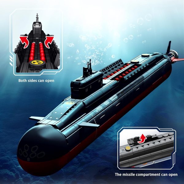 HI-REEKE Submarine Building Block Set, Military Nuclear Submarine Battle Ship Toy for Teen - Image 4