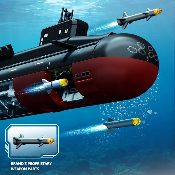 HI-REEKE Submarine Building Block Set, Military Nuclear Submarine Battle Ship Toy for Teen - Image 6