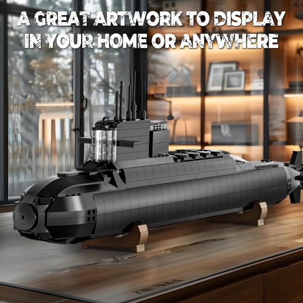 Strategic Nuclear Submarine Toy Building Blocks Set for Adult Kids, WW2 Historical Military Battleship Model Kit with Light, Home Office Decor Collection, Gift for Men Boys Teens 10 12 14 16+ (1498cs) - Image 3