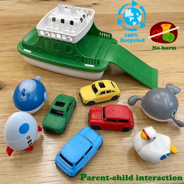 Ferry Boat with 4 Car and 4 Wind Up Bath Swimming Toys, Kids Bath Toy Floating Vehicle Whales Submarines Swans Rockets, Bathtub Bathroom Pool Beach Toy Set for Toddlers Boys Girls - Image 6