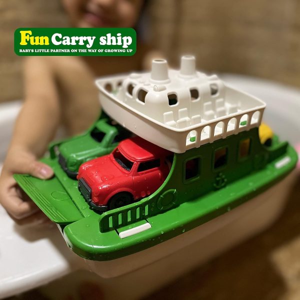 Ferry Boat with 4 Car and 4 Wind Up Bath Swimming Toys, Kids Bath Toy Floating Vehicle Whales Submarines Swans Rockets, Bathtub Bathroom Pool Beach Toy Set for Toddlers Boys Girls - Image 8