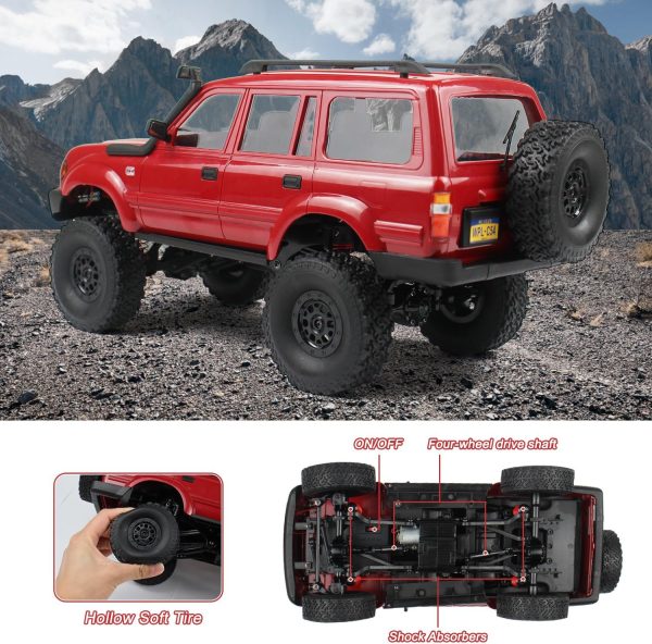 RC Crawler 1/16 Scale RC Rock Crawler, WPL C54 All Terrain RC Car RTR 4x4 Off-Road Remote Control Trucks with Proportional Control, LED Lights and Two Batteries for Kids and Adults - Image 5