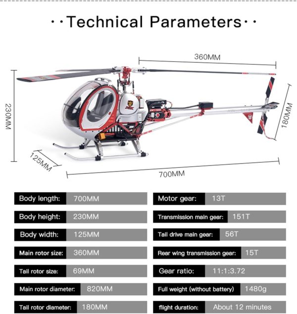 RC Flybarless Helicopter, JCZK 300C PRO Helicopter, 2.4G 12CH, H1 Smart Flight Control and GPS Positioning, Xmas Gift 2024，LED Navigation Lights, RTF Version, Red - Image 3