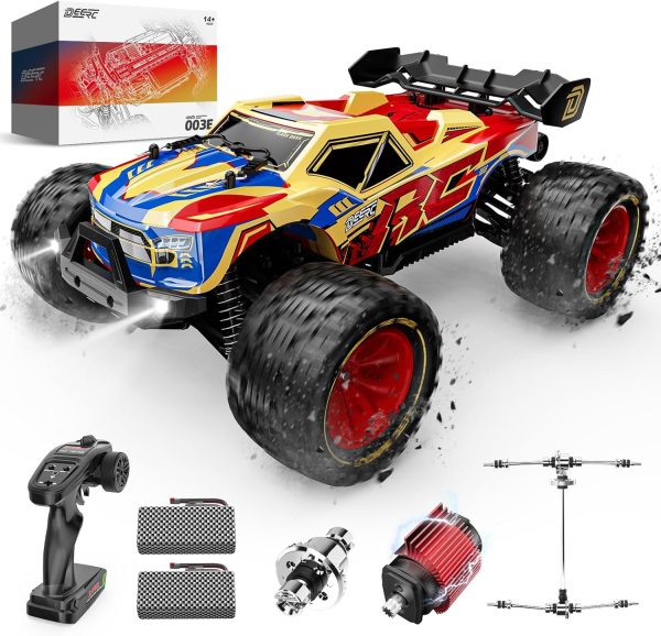 DEERC 1/14 Brushless Fast RC Cars for Adults Boys,Max 50KM/H High Speed Remote Control Car,4X4 All Terrains RC Monster Truck,Waterproof Off-Road Hobby Electric Vehicle Car Gift,2 Li-ion Batteries - Image 2