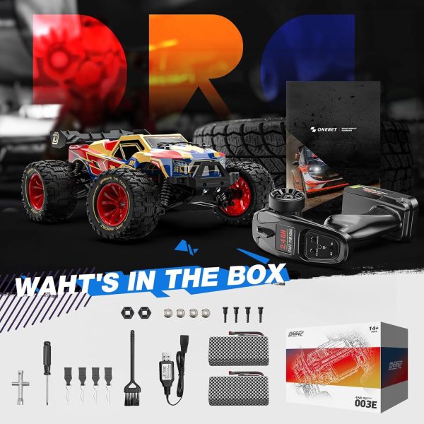 DEERC 1/14 Brushless Fast RC Cars for Adults Boys,Max 50KM/H High Speed Remote Control Car,4X4 All Terrains RC Monster Truck,Waterproof Off-Road Hobby Electric Vehicle Car Gift,2 Li-ion Batteries - Image 7