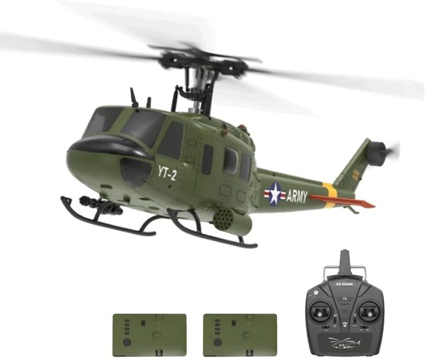 YU Xiang F07 Bell UH-1 Huey RC Helicopter for Adults, 1/34 2.4G 6CH Brushless Direct-Drive 3D/6G Flybarless Advanced RTF RC Helicopter with Optical Flow Positioning - 2PCS Battery - Image 2