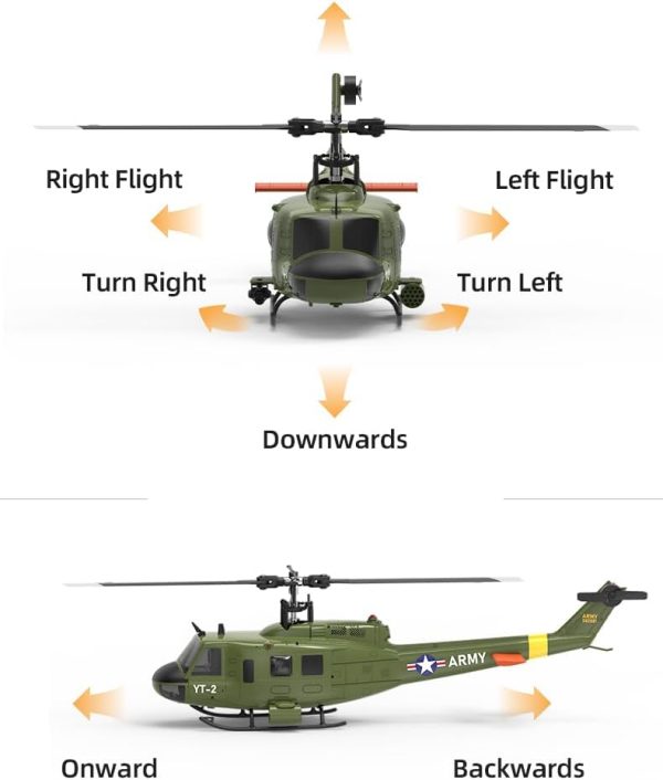 YU Xiang F07 Bell UH-1 Huey RC Helicopter for Adults, 1/34 2.4G 6CH Brushless Direct-Drive 3D/6G Flybarless Advanced RTF RC Helicopter with Optical Flow Positioning - 2PCS Battery - Image 5