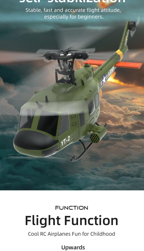 YU Xiang F07 Bell UH-1 Huey RC Helicopter for Adults, 1/34 2.4G 6CH Brushless Direct-Drive 3D/6G Flybarless Advanced RTF RC Helicopter with Optical Flow Positioning - 2PCS Battery - Image 7