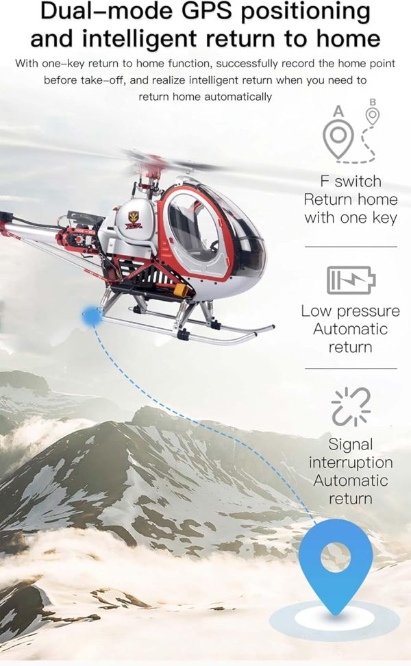 RC Helicopter with GPS for Adults, JCZK 300C PRO 2.4G 12CH Flybarless RC Helicopter Model with H1 Smart Flight Control, LED Navigation Light System and Opening Doors - Image 9