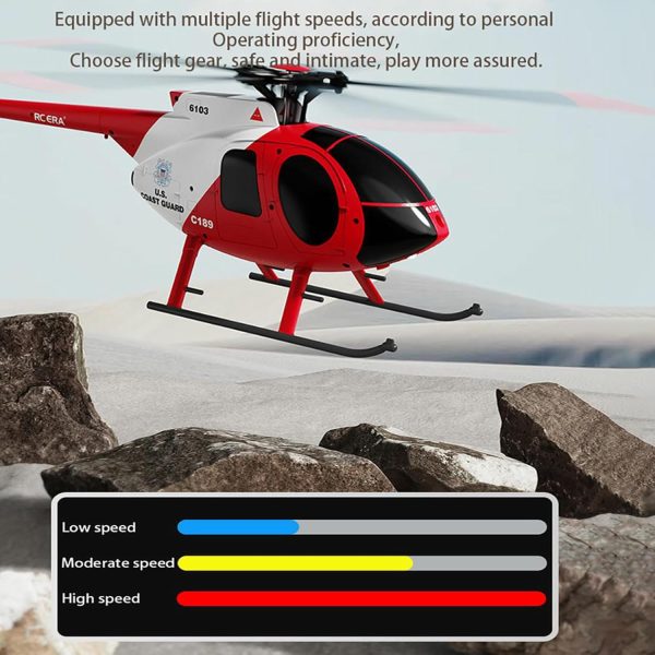 C189 Remote Control Helicopter, 2.4G 6CH UAV 1:28 Brushless Motor RC Helicopter Single Blade Flybarless Remote Helicopter RTF with Optical Flow Localization 1 Battery - Red - Image 5