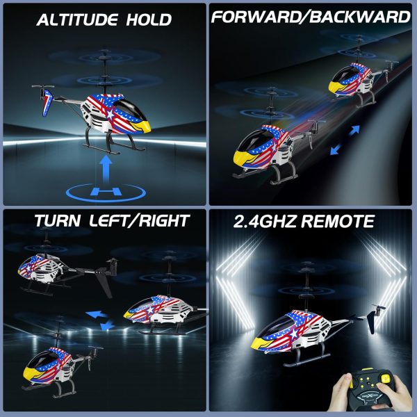 Remote Control Helicopter Toys for Boys Girls 8-10 11 12 13 14 Year Gifts, 2.4GHz 3.5 Channel Rc Helicopter Drones with LEDs for Kids Beginner- Easy to Fly Indoor,Eagle - Image 3