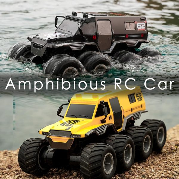 Amphibious RC Truck 1: 12 8WD, 2.4G Off Road Waterproof Large Remote Control Car for Boys, All Terrain RC Car Toys for 7 8 9 10 11 12 Year Old Boys/Girls 4+, Gift Birthday Christmas -Black - Image 3