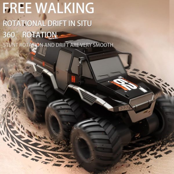 Amphibious RC Truck 1: 12 8WD, 2.4G Off Road Waterproof Large Remote Control Car for Boys, All Terrain RC Car Toys for 7 8 9 10 11 12 Year Old Boys/Girls 4+, Gift Birthday Christmas -Black - Image 4