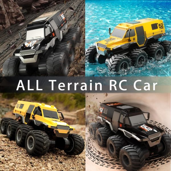 Amphibious RC Truck 1: 12 8WD, 2.4G Off Road Waterproof Large Remote Control Car for Boys, All Terrain RC Car Toys for 7 8 9 10 11 12 Year Old Boys/Girls 4+, Gift Birthday Christmas -Black - Image 6