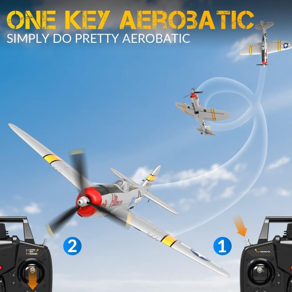 RC Plane 4 Channel Remote Control Airplane Ready to Fly P-47 6-Axis Gyro System One Key Aerobatic Aircraft with 2 Batteries for Beginners Adults Kids - Image 3