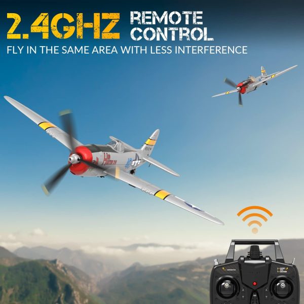 RC Plane 4 Channel Remote Control Airplane Ready to Fly P-47 6-Axis Gyro System One Key Aerobatic Aircraft with 2 Batteries for Beginners Adults Kids - Image 9