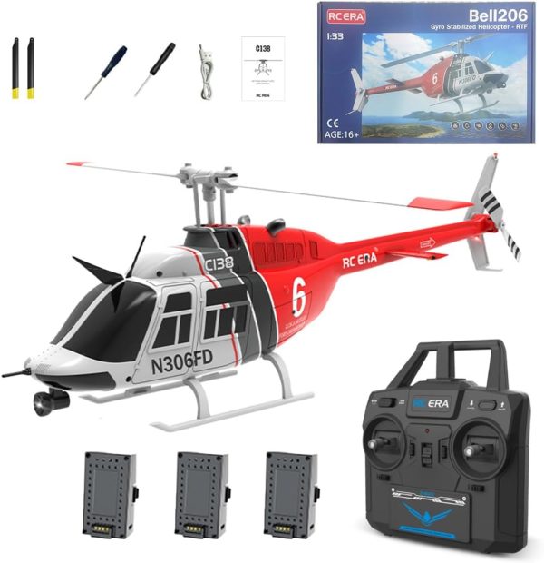 1/30 Scale RC ERA C138 Bell 206 RC Helicopter for Adult, 2.4G 6CH Single Propeller RTF Remote Control Helicopter with 6-axis Gyro, Altitude Hold & Optical Flow Positioning - Image 2