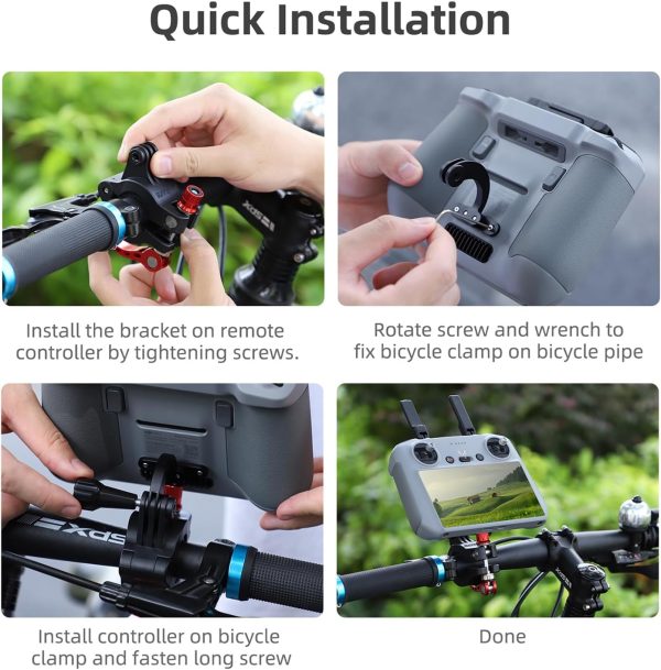 CAPART Bike Mount for DJI RC 2 Remote Controller, Rotatable Aluminum Alloy, Compatible DJI Air 3 DJI Mini 4 Pro Controller, Camera Pocket 3 2 Action 4 3 2 Insta360 X/One Series Go Pro Hero 12 10 - Image 8