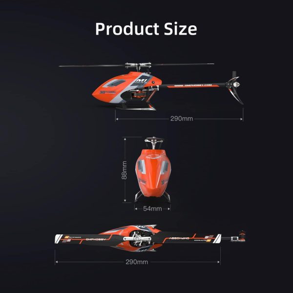 OMPHOBBY M1 EVO RTF Helicopter, Dual Brushless Motors 6CH Direct-Drive Mini RC Helicopters for Adults, 3D Flight Heli with Pocket Remote Control, OMP M1 Upgraded Version Ready to Fly Red - Image 9