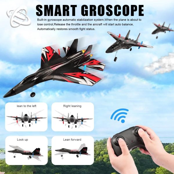 New Upgrade SU27 RC Airplane, Remote Control Fighter Toys, 2.4GHz 6-axis Gyro Stabilizer RTF Glider Aircraft Plane with 2 Batteries Easy to Fly Outdoor Toy for Adults Kids Beginners Boys - Image 4