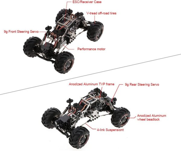 GoolRC 2098B RC Car for Kids and Adults, 1/24 Scale 2.4GHz Remote Control Car, 4WD 4WS Devastator Rock Crawler with Double Servo Off-Road RC Electric Toy Car RTR - Image 8