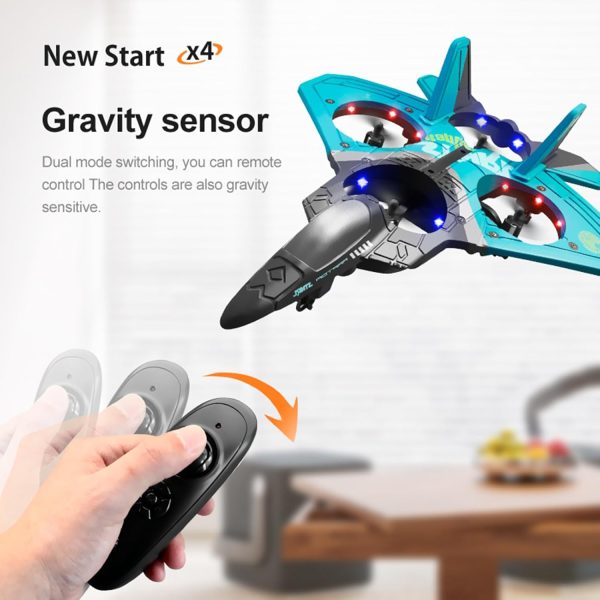 V17 Jet Fighter Stunt RC Plane - 2024 New RC Plane with 2.4GHz, 2 Batteries, 360° Stunt Spin, Remote Control Airplane RC Fighter Jet Airplane for Kid Boy Hobby Toy Gifts (Blue + 2 Batteries Version) - Image 6