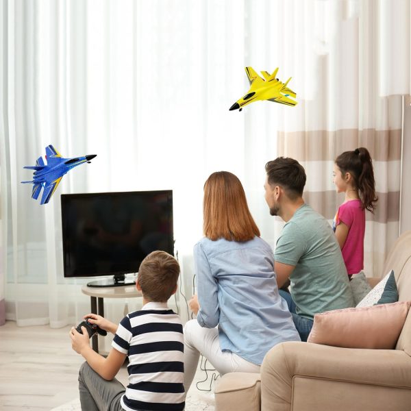 RC Airplane,Remote Control Airplanes for Kids 12 Years and up, 2 Channels Foam RC Plane Wireless Toy with 3 Batteries Easy to Fly for Adults Kids Beginners Boys (Yellow) - Image 3