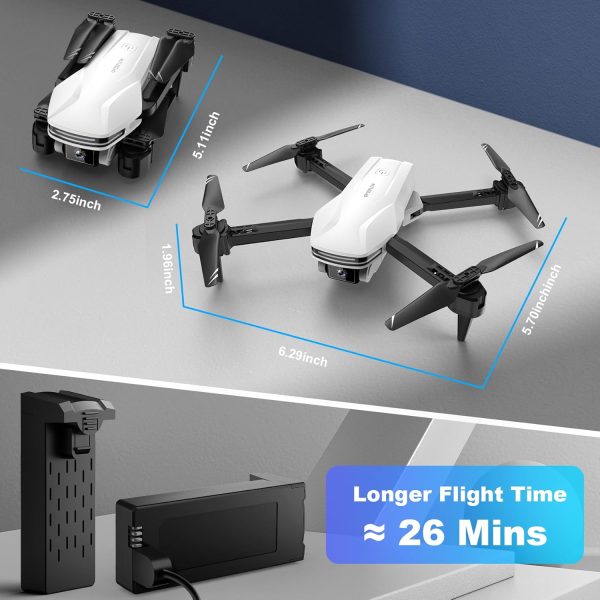 Drone with 1080P Camera for Beginners and Kids, Foldable Remote Control Quadcopter with Voice Control, Gestures Selfie, Altitude Hold, 3D Flips, 2 Batteries, One Key Take Off/Land White - Image 7