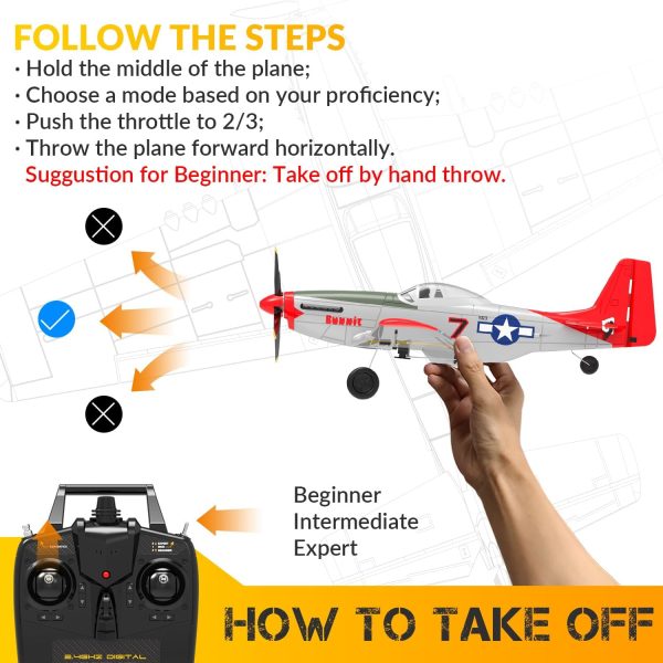 P51D RC Plane, 4CH RC Airplane with High Speed Engine, Remote Control Airplane with Xpilot Stabilization System & Aerobatic, Remote Control Plane Best Gift for Kids - Image 4