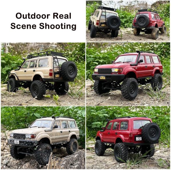 GoolRC RC Truck, WPL C54 RC Crawler 1/16 Scale Remote Control Car, 4WD All Terrain Off Road RC Rock Crawler, 2.4GHz RC Climbing Car with LED Lights and Two Batteries for Kids and Adults (Red) - Image 10