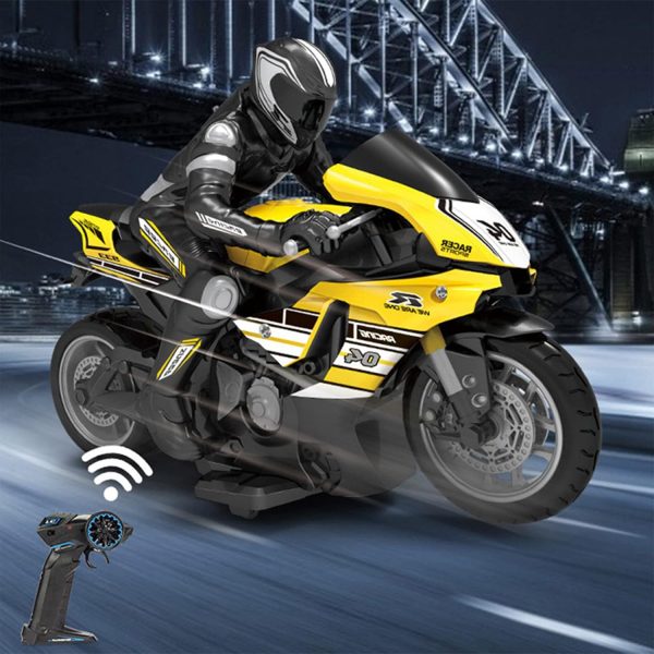 Remote Control Motorcycles,2023 NEW RC Motorcycle Remote Control Stunt Drift Bike Racing Vehicle, High Speed Cyc-lone Motorbike and Riding Figure Chrismas Gifts for Boys Girls Kids (Yellow) - Image 4