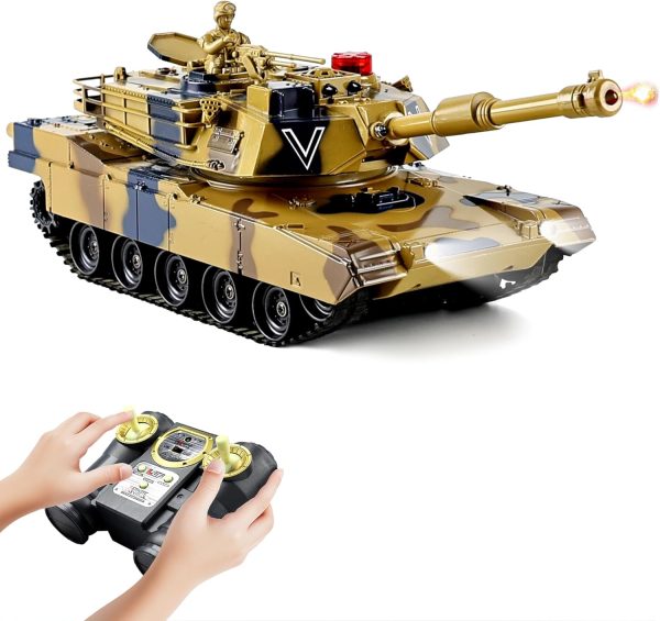 Remote Control Tank for Boys,RC Tank,Alloy Material with Smoke Effect, Lights & Realistic Sounds,1:24 M1A2 Battle Tank Toy,Great Gift Toy for Kids - Image 2