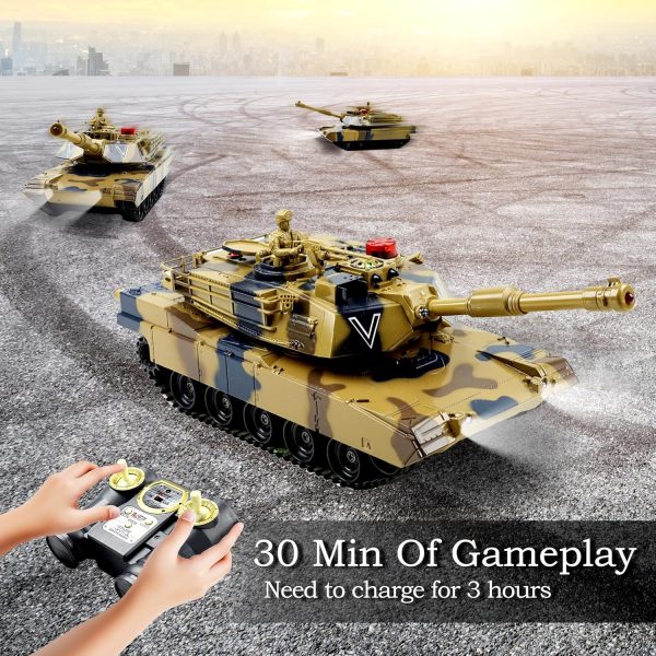 Remote Control Tank for Boys,RC Tank,Alloy Material with Smoke Effect, Lights & Realistic Sounds,1:24 M1A2 Battle Tank Toy,Great Gift Toy for Kids - Image 5