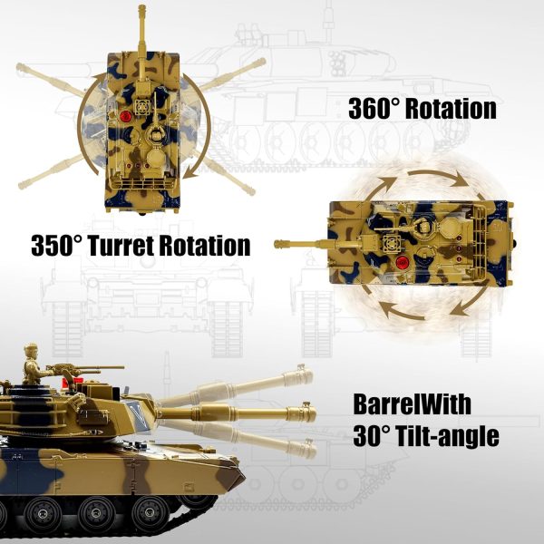 Remote Control Tank for Boys,RC Tank,Alloy Material with Smoke Effect, Lights & Realistic Sounds,1:24 M1A2 Battle Tank Toy,Great Gift Toy for Kids - Image 6