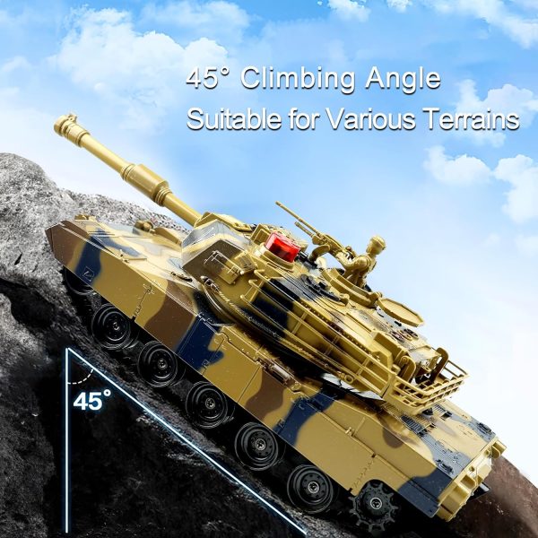 Remote Control Tank for Boys,RC Tank,Alloy Material with Smoke Effect, Lights & Realistic Sounds,1:24 M1A2 Battle Tank Toy,Great Gift Toy for Kids - Image 8