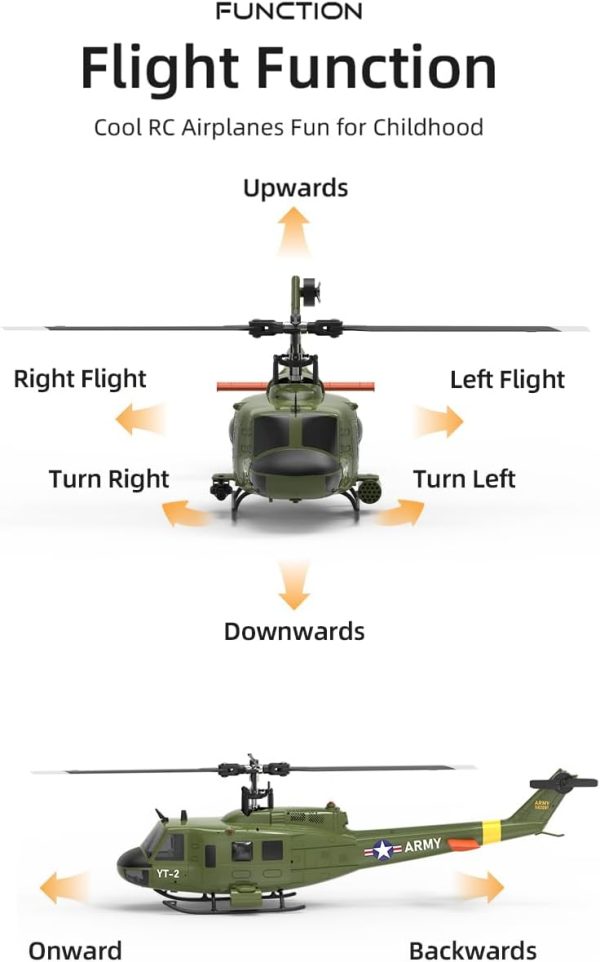 F07 UH-1 Huey RC 1/34 Helicopter, 2.4G 6CH Brushless Direct-Drive 3D/6G Flybarless Helicopter Model (Tri-Battery Version) - Suitable for Advanced Players - Image 10