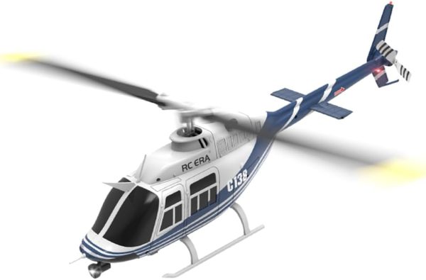 RC ERA C138 1/30 Scale 206 Helicopter for Adult, 2.4G 6CH No Aileron Helicopter with Altitude Hold and Optical Flow Positioning, 4 Batteries (RTF Version/Blue&White) - Image 3