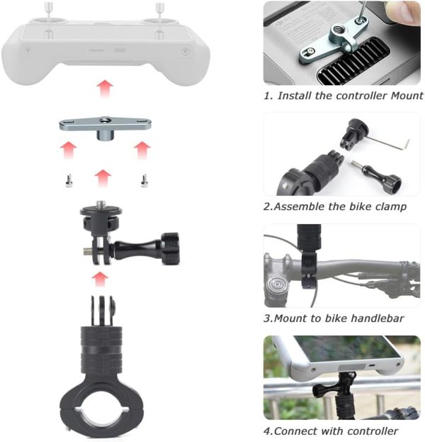 Aluminum Bike Handlebar Mount for DJI RC / RC2 Remote Control,Adjustable Bicycle Mount Adapter Base Holder for DJI Mini 4 Pro/Mini 3 Pro/Mini 3 - Image 6