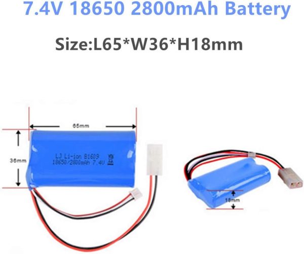 CBB 7.4v 2800mah Li-ion Battery for Heng Long RC Tank MJX RC Aircraft with L6.2-2P Plug 2 Pack and 7.4V Balance Charger - Image 4