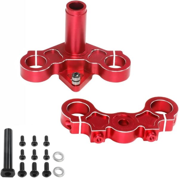 Aluminum RC Triple Clamp Set Upgrades Parts for 1/4 LOSI Promoto-MX Motorcycle RTR Dirt Bike ，Replace # LOS264004 (Red) - Image 2