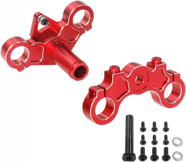 Aluminum RC Triple Clamp Set Upgrades Parts for 1/4 LOSI Promoto-MX Motorcycle RTR Dirt Bike ，Replace # LOS264004 (Red) - Image 9